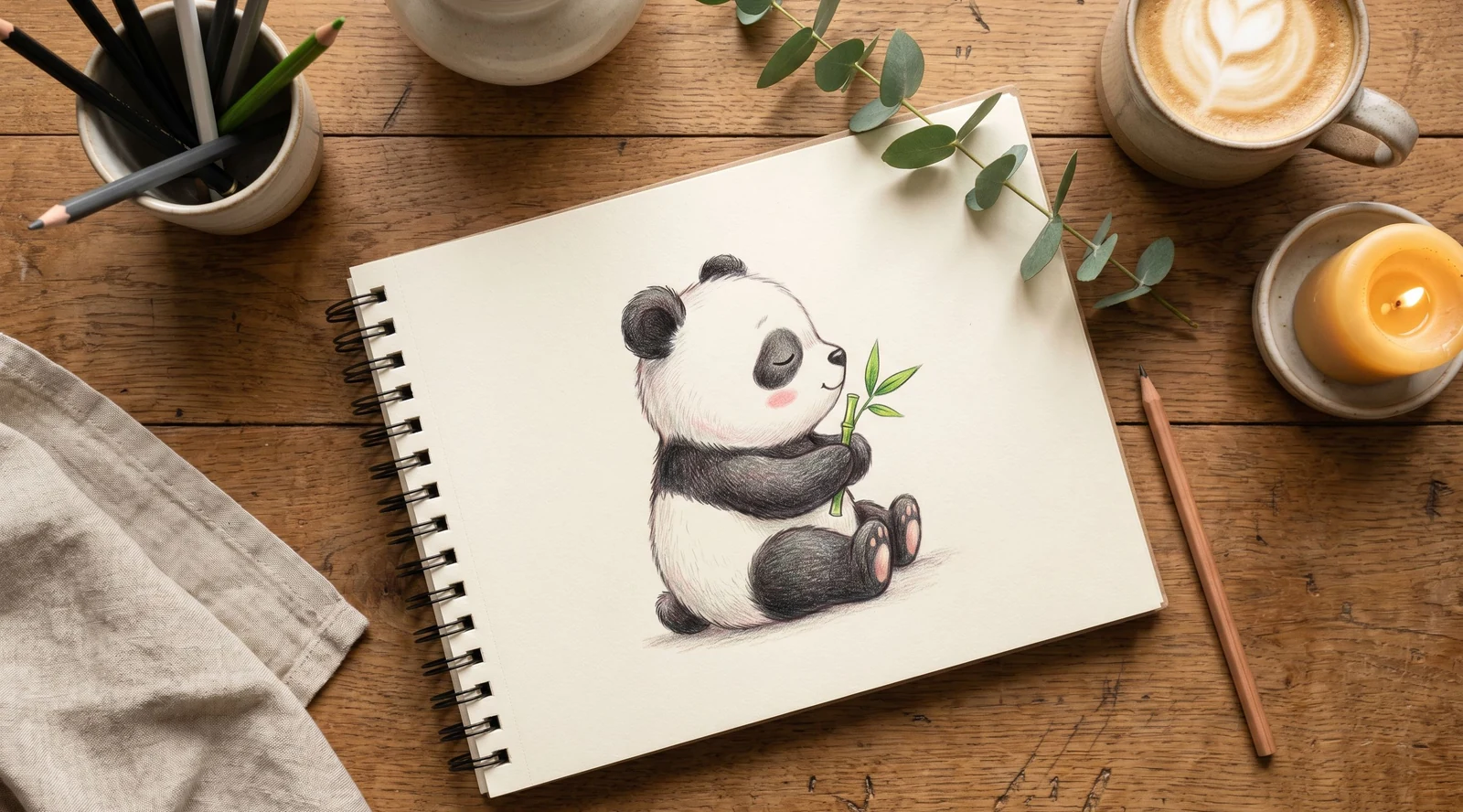 How to Draw a Panda — Black, White, and One Bamboo Shoot