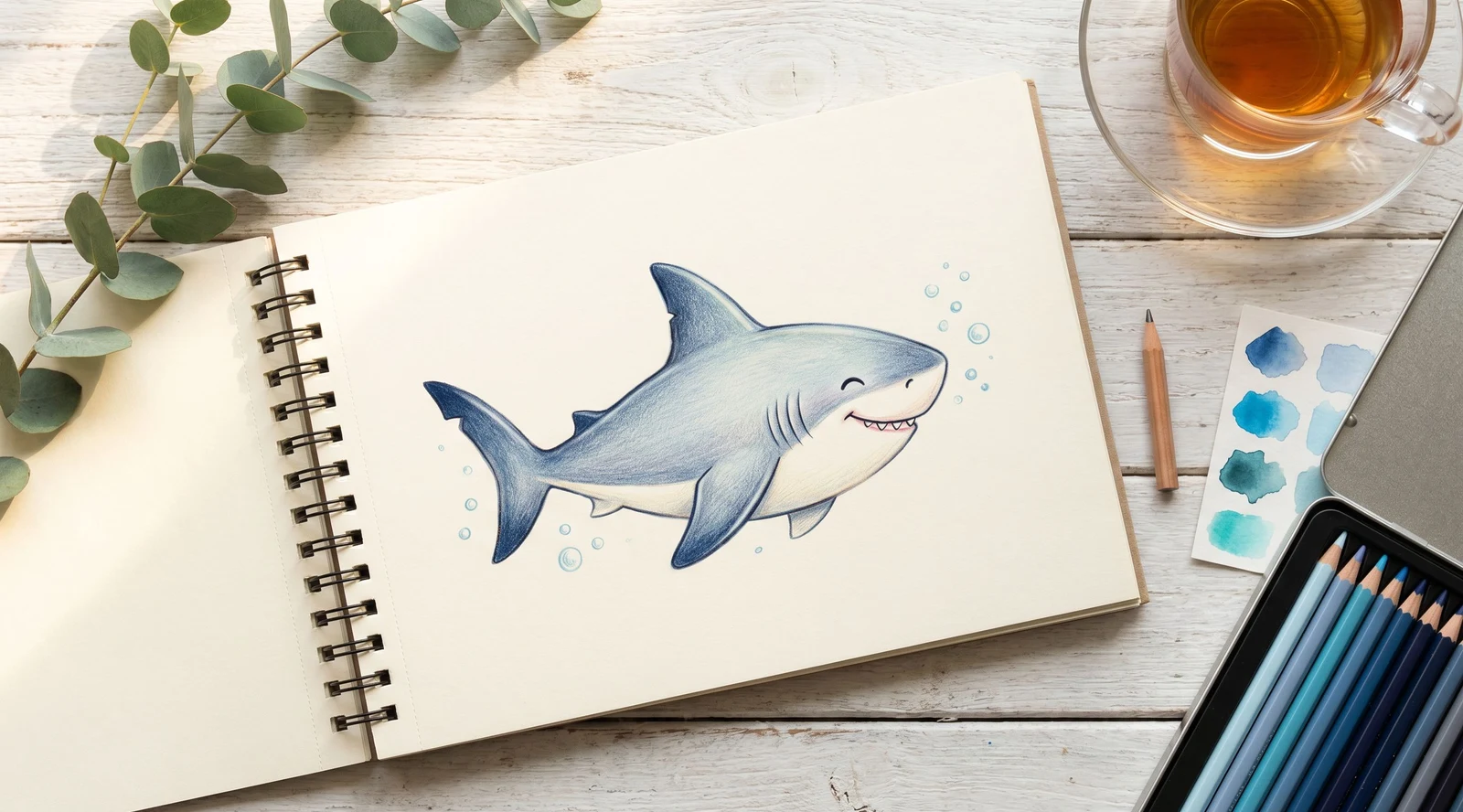 How to Draw a Shark — Smooth Body, Big Fin, Friendly Grin